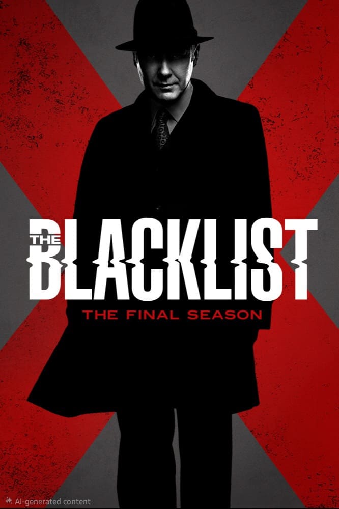 A man in a black coat and hat stands in front of a large red X with The Blacklist and The Final Season text over him, as dramatic gray and red hues fill the background. Fans in the IPTV Netherland community won’t want to miss this thrilling conclusion to an iconic series.