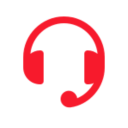 Red headset icon with a microphone on a white background, perfect for representing IPTV Netherland customer support.