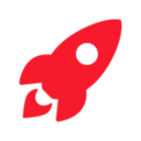 A simple red rocket icon with a white circular window, pointing upward on a plain white background, represents the streamlined innovation of IPTV Netherland.
